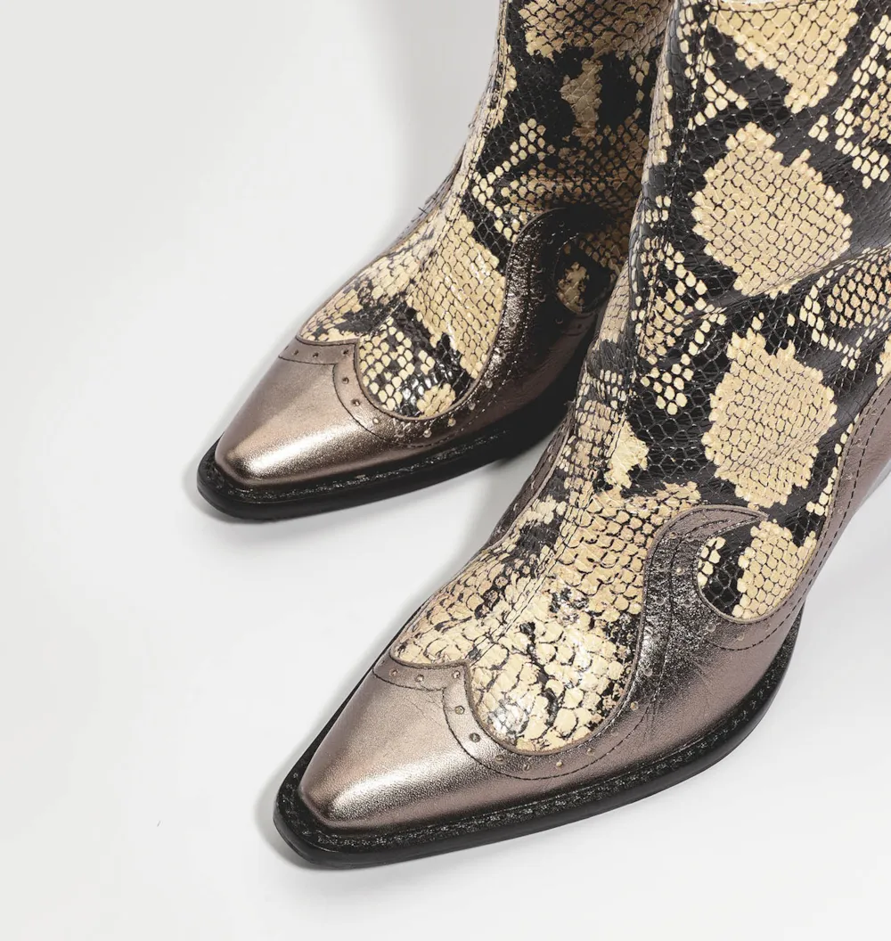Bota Western Couro Python/Prata - imagem 8