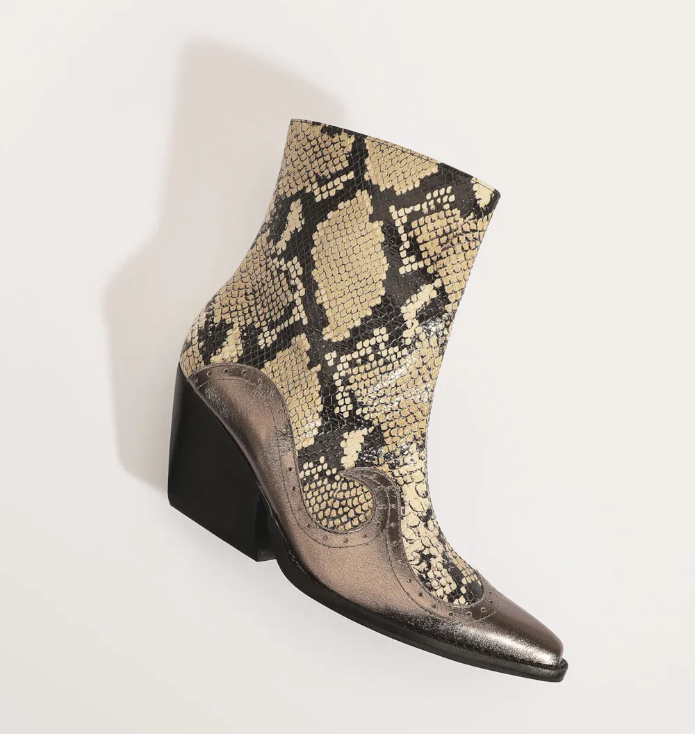 Bota Western Couro Python/Prata - imagem 9