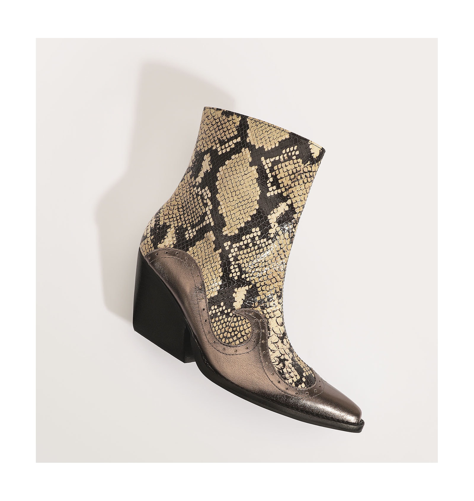 Bota Western Couro Python/Prata