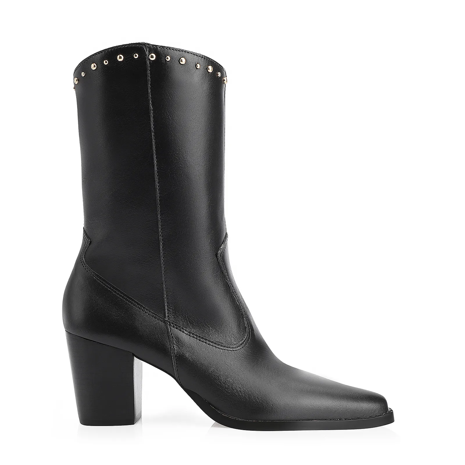 Bota Western Rebites Couro Preto