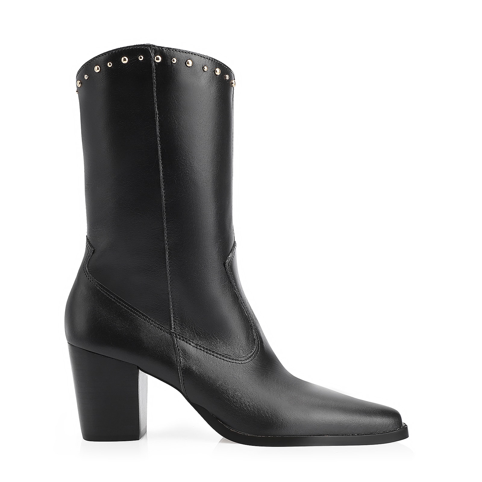 Bota Western Rebites Couro Preto
