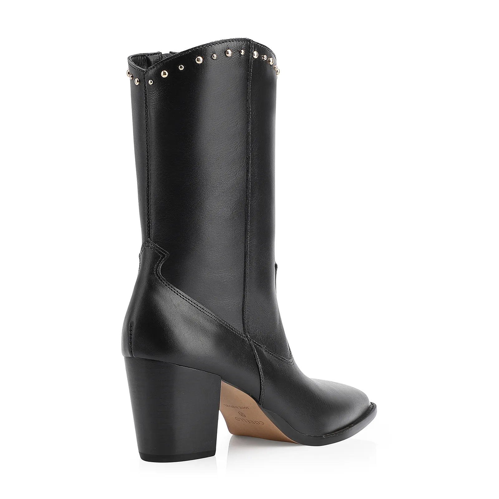 Bota Western Rebites Couro Preto