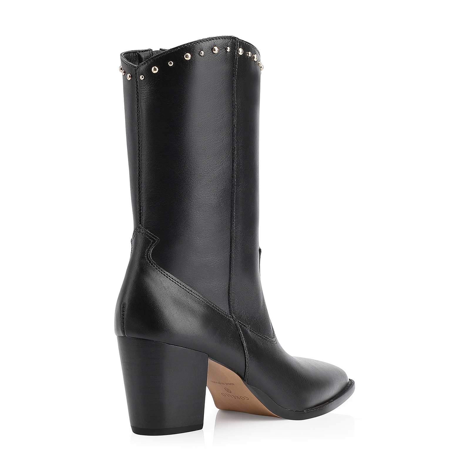 Bota Western Rebites Couro Preto