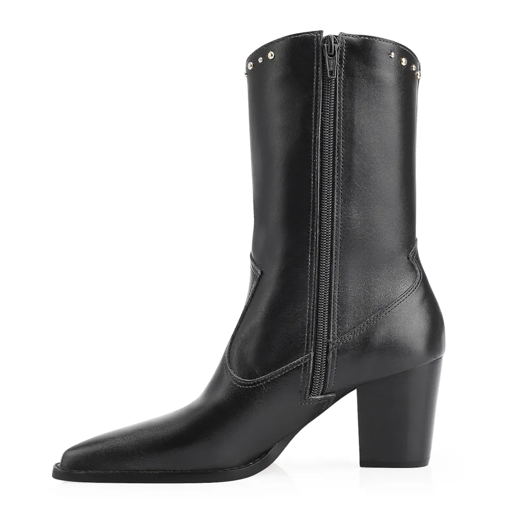 Bota Western Rebites Couro Preto - imagem 4