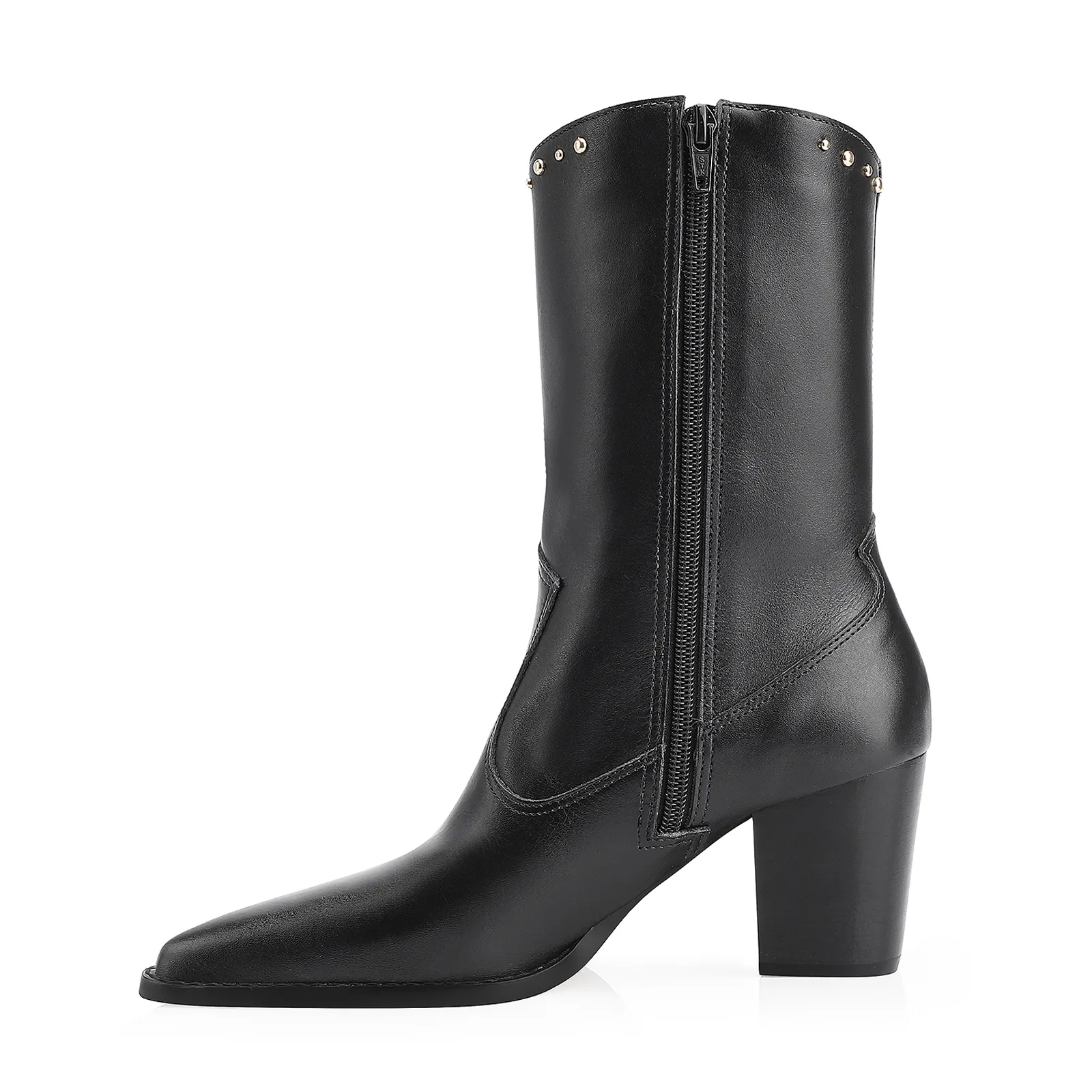Bota Western Rebites Couro Preto