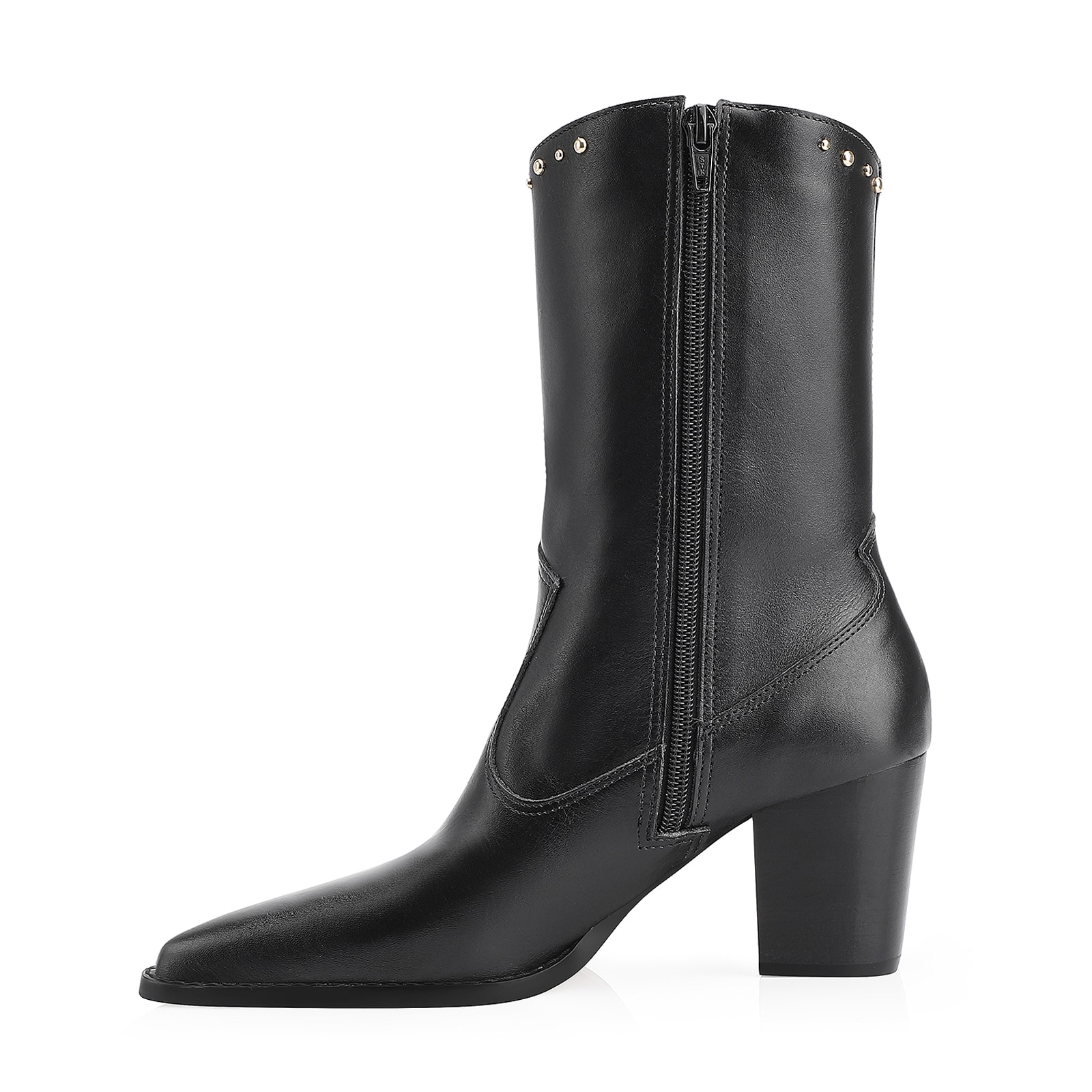 Bota Western Rebites Couro Preto