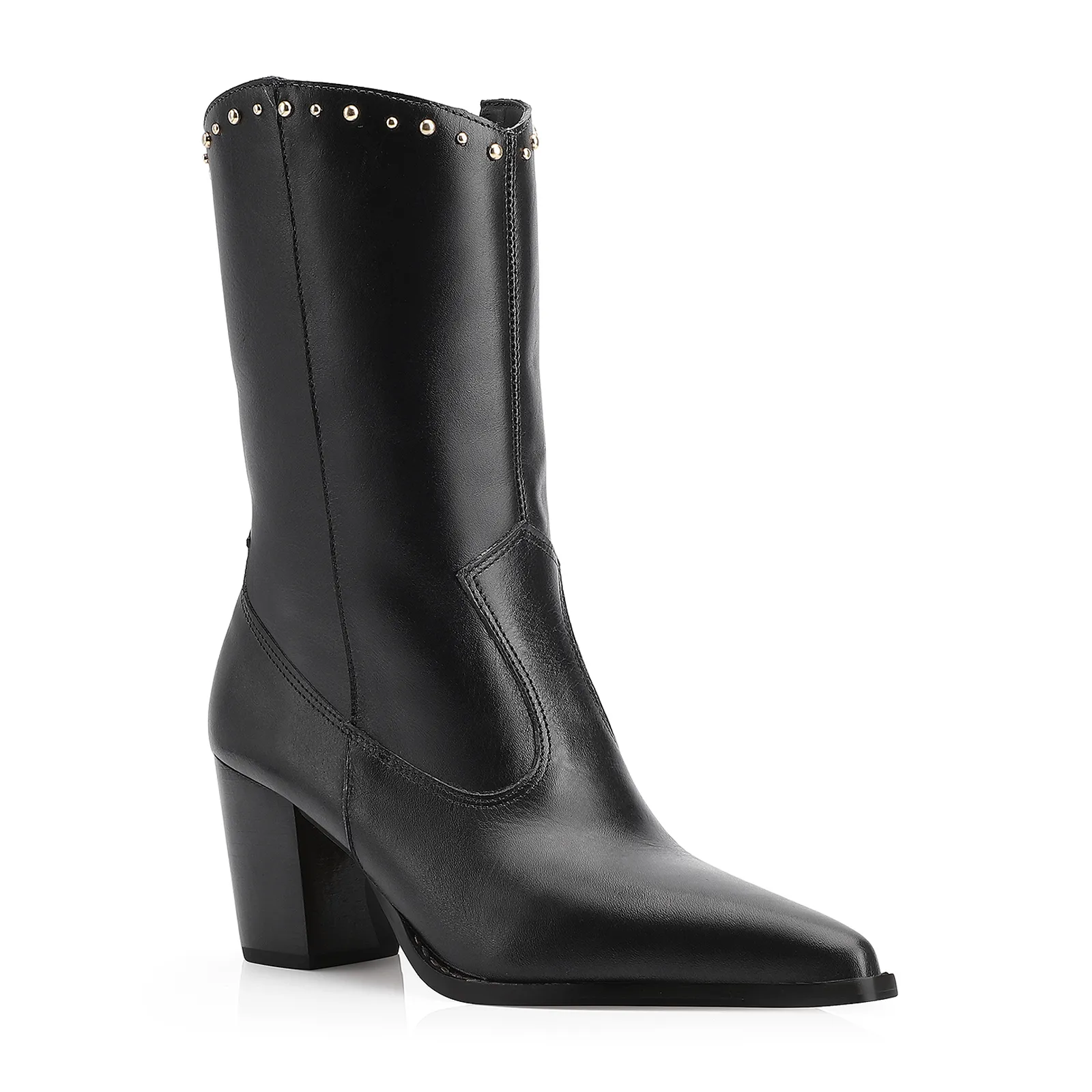 Bota Western Rebites Couro Preto
