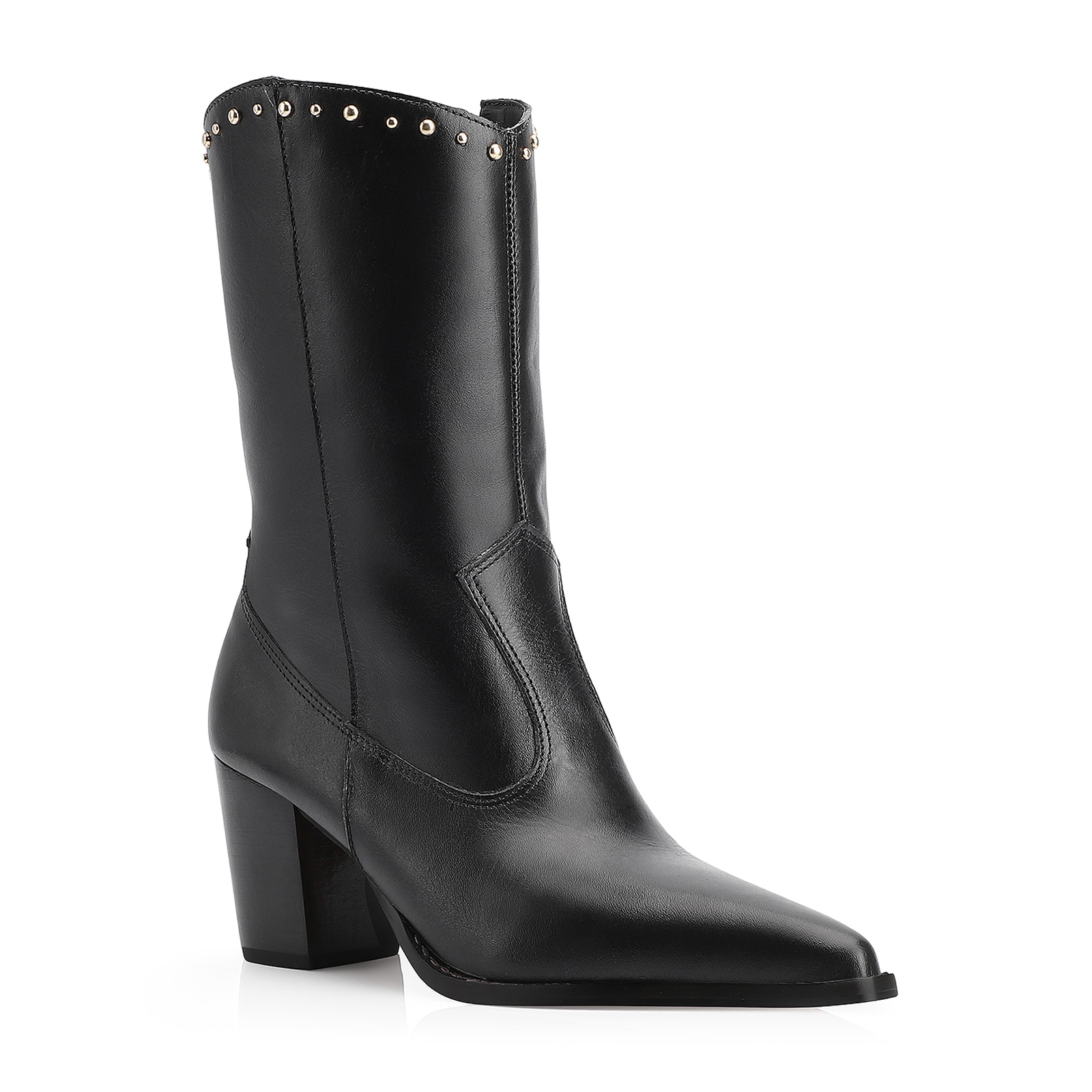 Bota Western Rebites Couro Preto