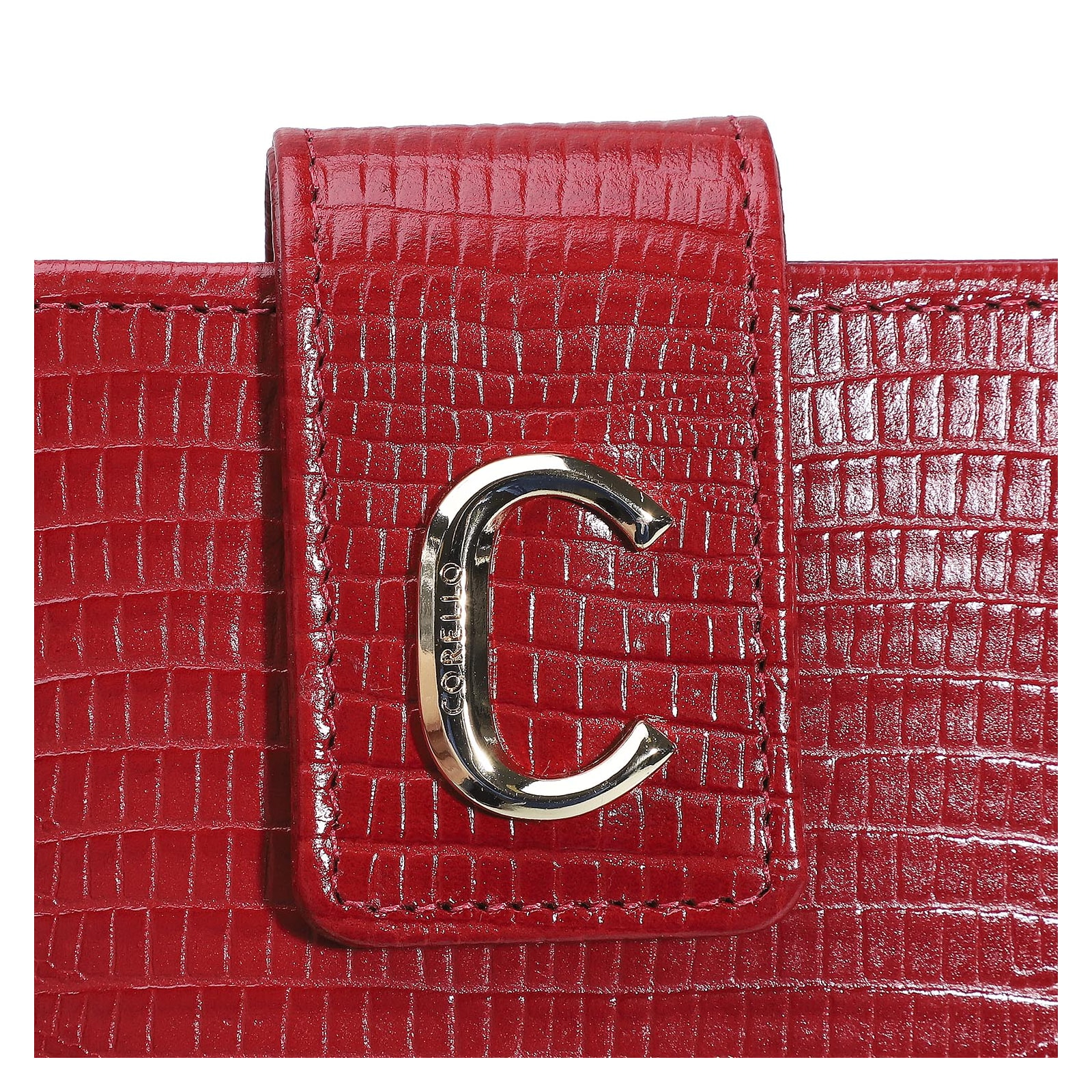 Carteira Couro Lezard Vermelho