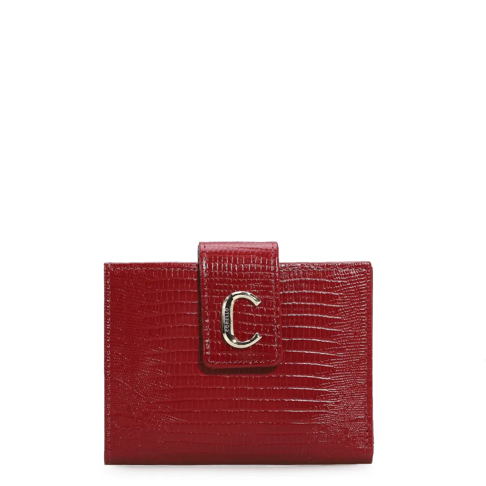Carteira Couro Lezard Vermelho
