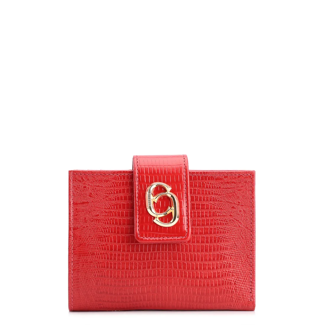 Carteira Couro Lezard Vermelho
