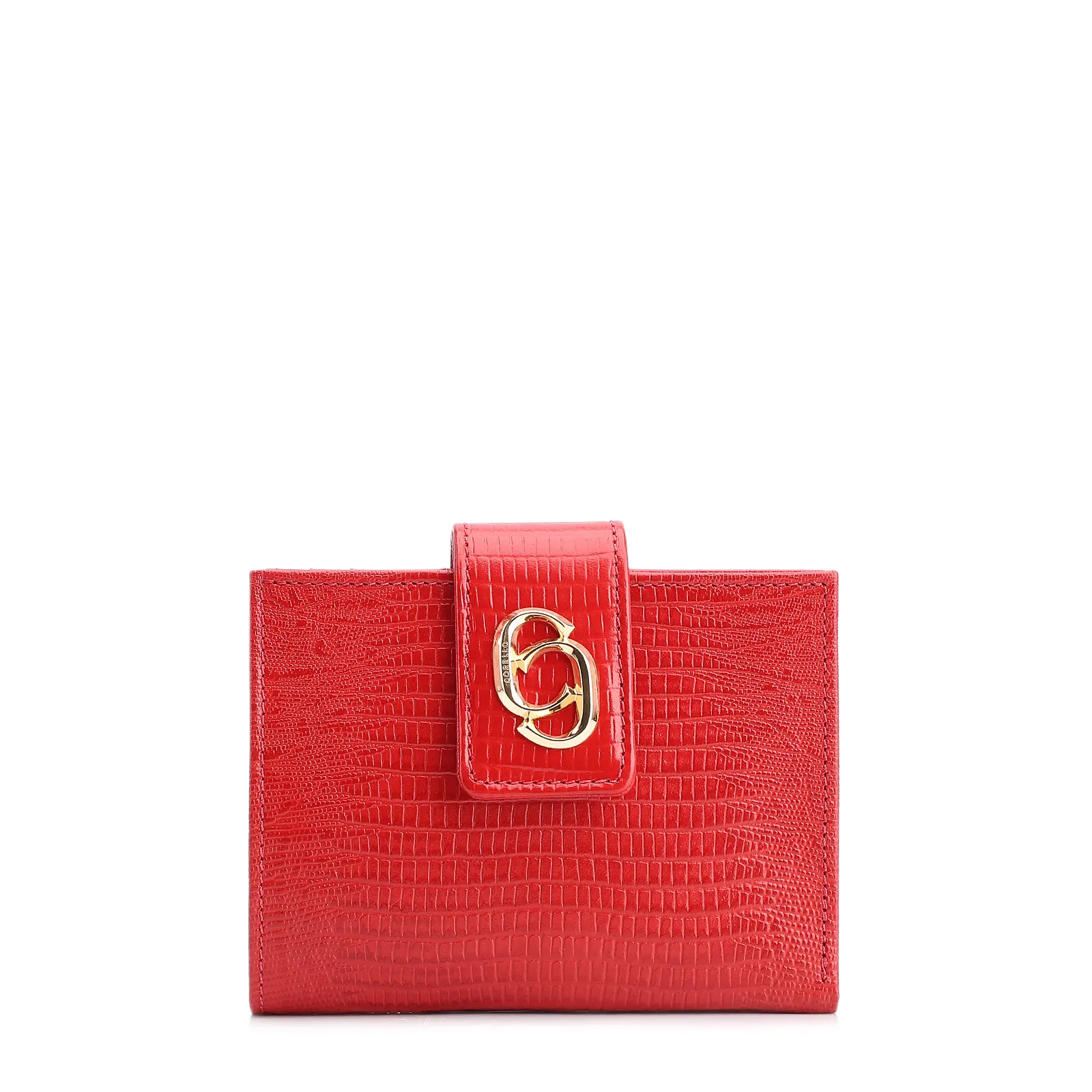 Carteira Couro Lezard Vermelho