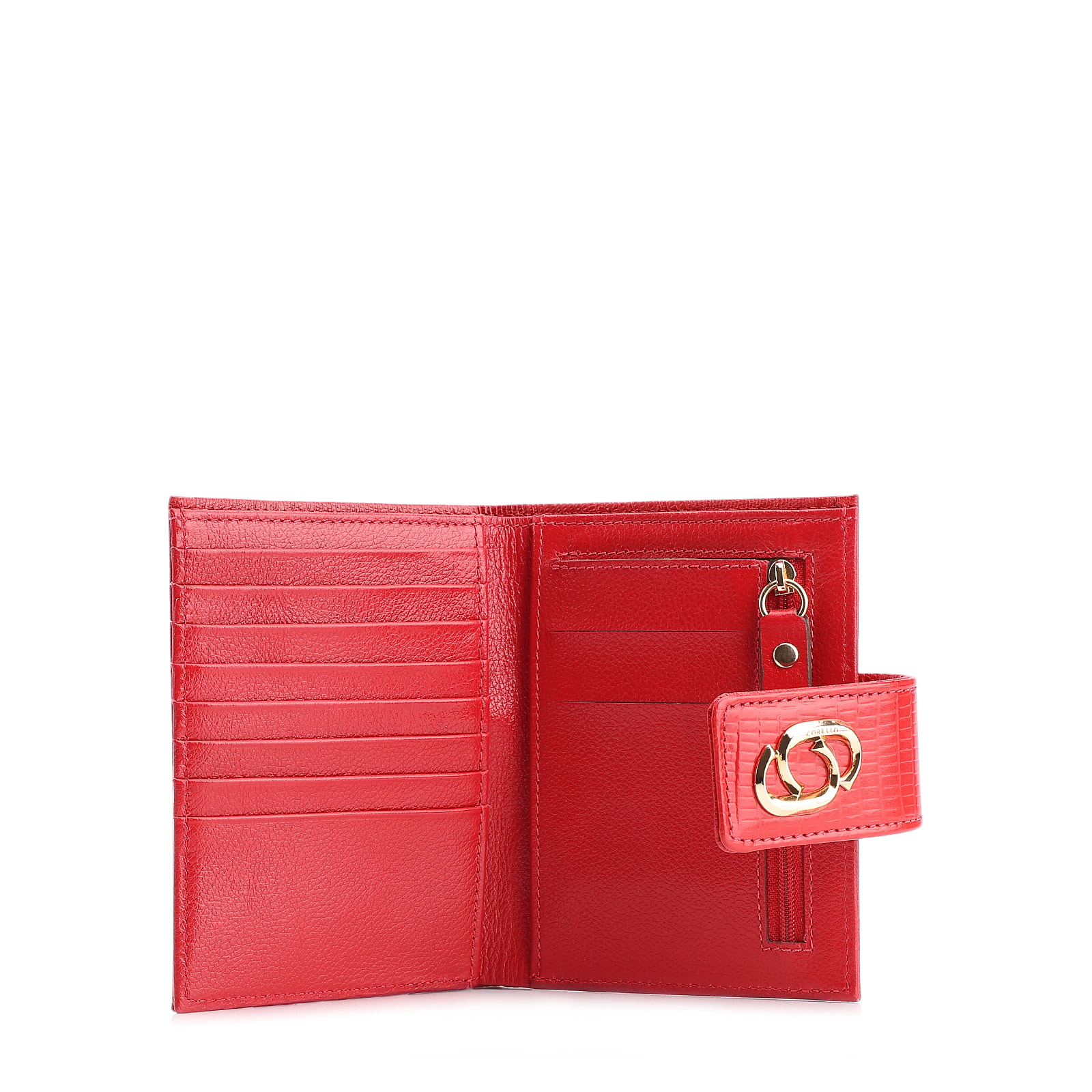 Carteira Couro Lezard Vermelho