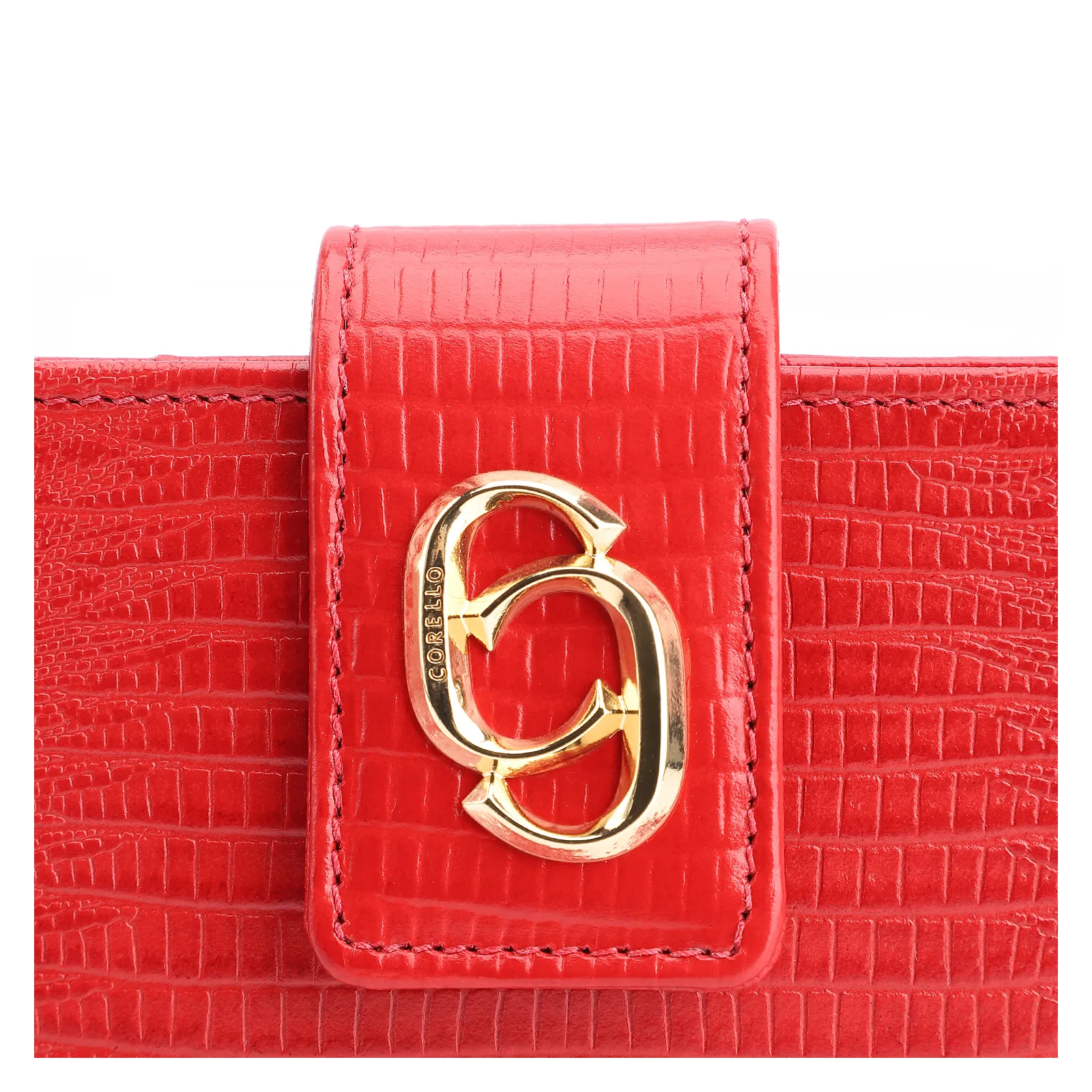 Carteira Couro Lezard Vermelho