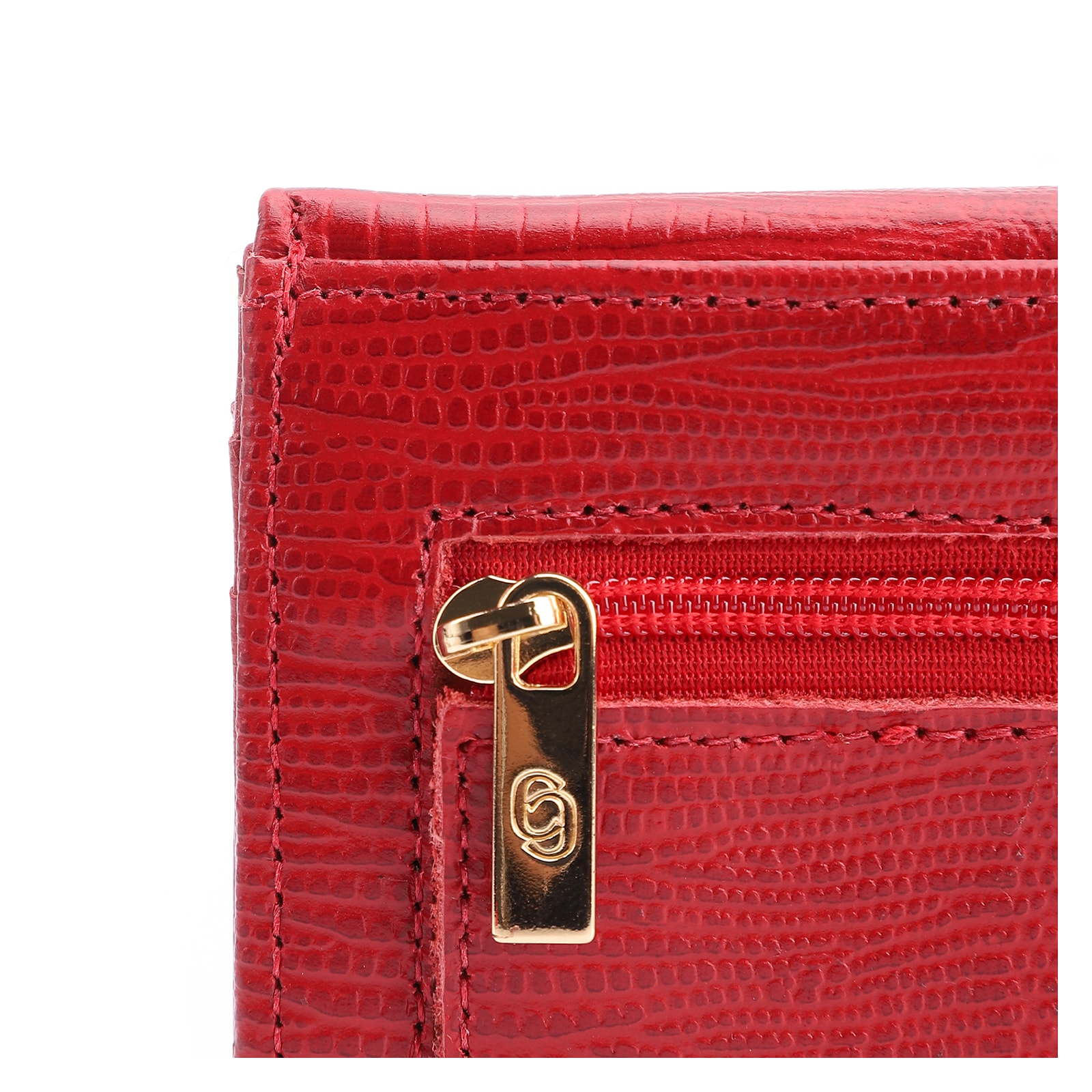 Carteira Couro Lezard Vermelho