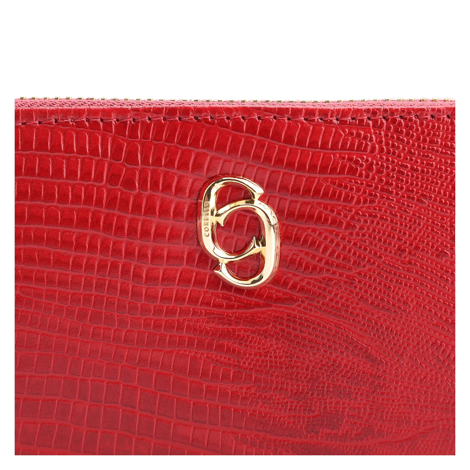 Carteira Couro Lezard Vermelho