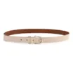 Cinto Cinto Couro Croco Off White / Marrom Claro Fivela Giratória - imagem 1