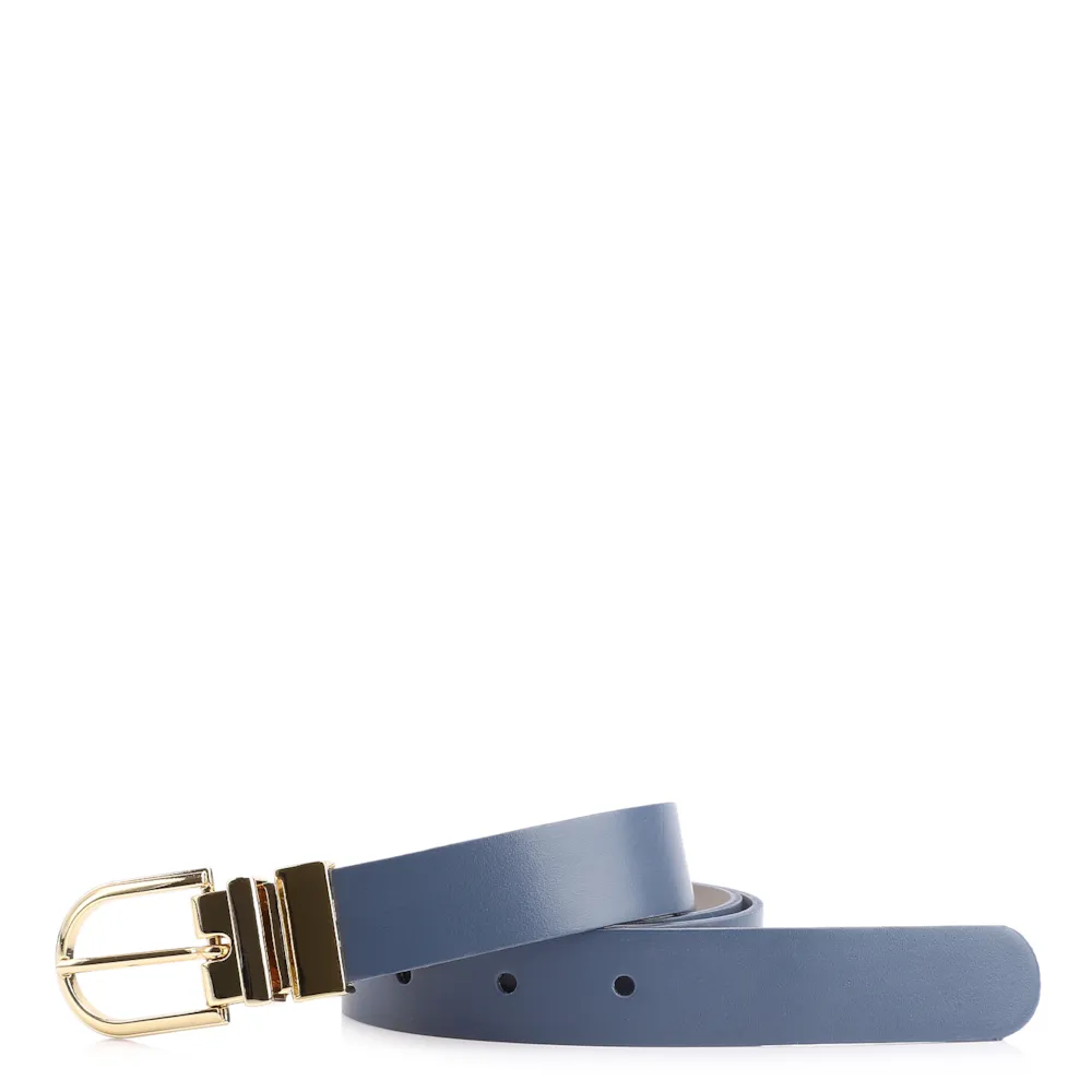 Cinto Couro Azul/Couro Off White