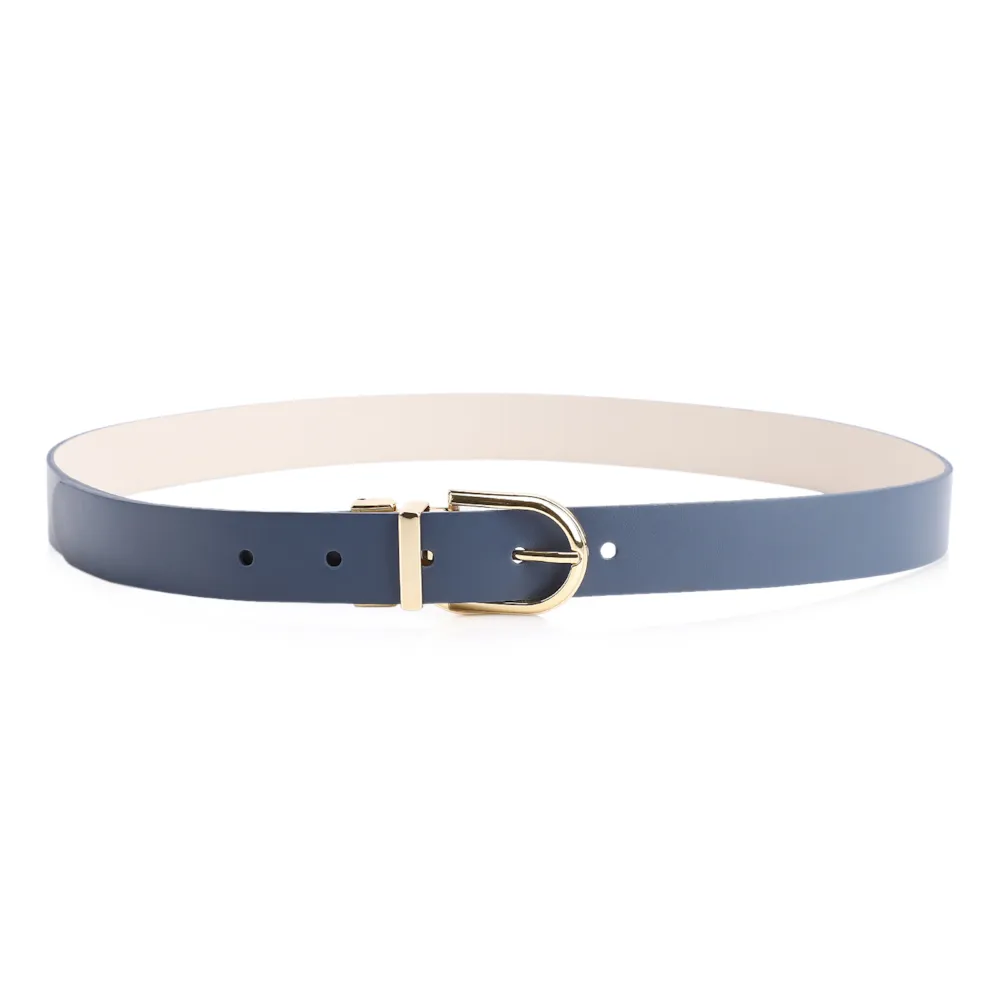 Cinto Couro Azul/Couro Off White - imagem 2