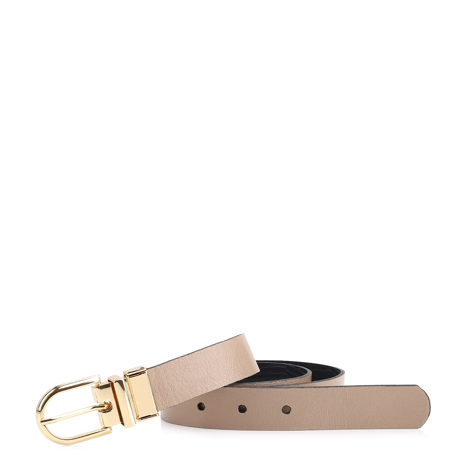 Cinto Couro Bege/Couro Lezard Preto