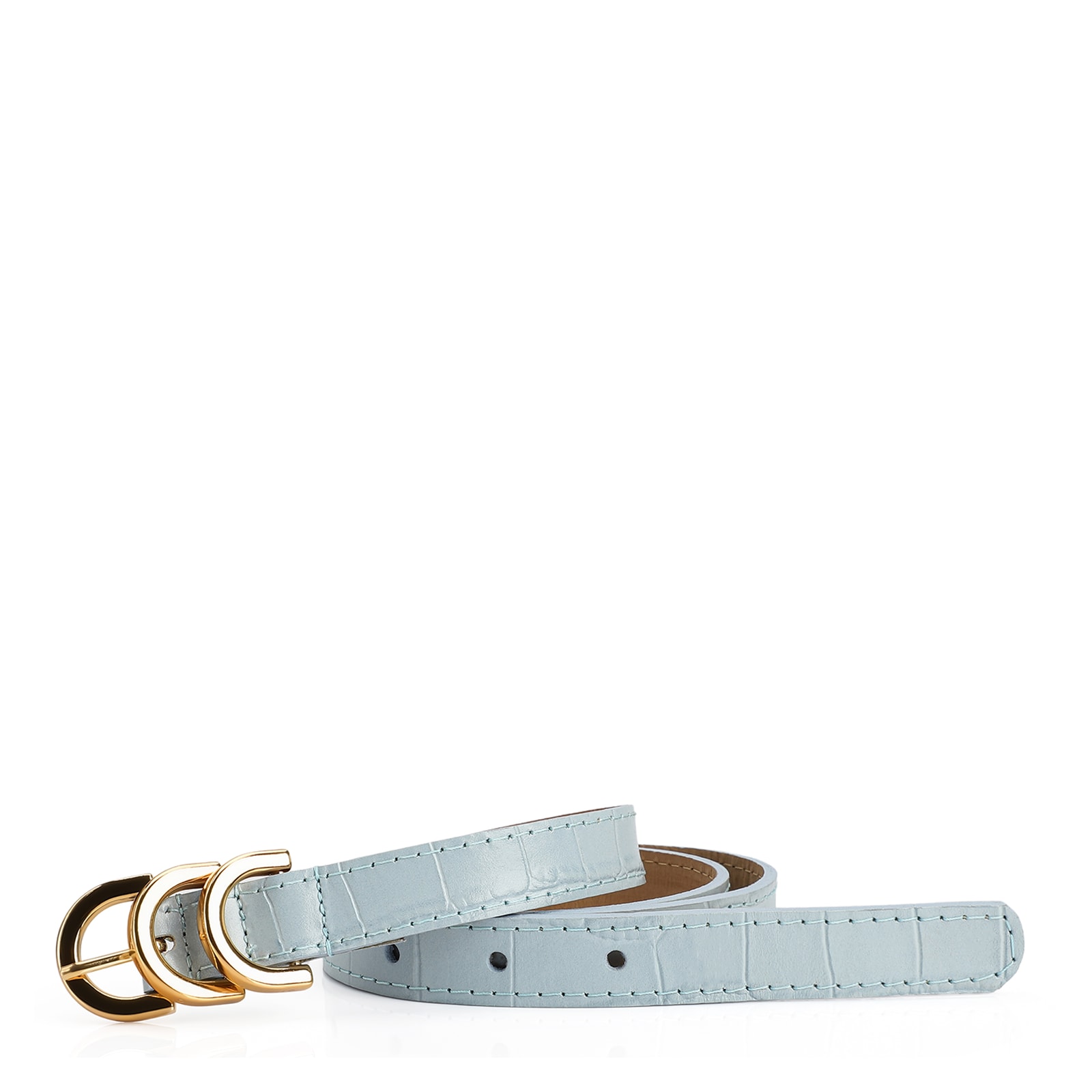 Cinto Couro Croco Azul