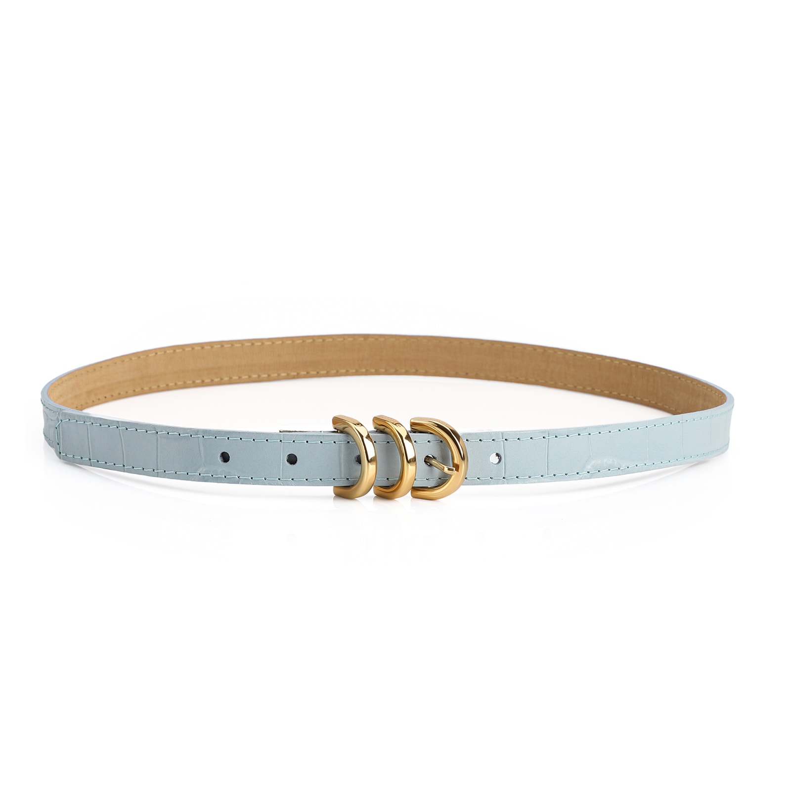 Cinto Couro Croco Azul