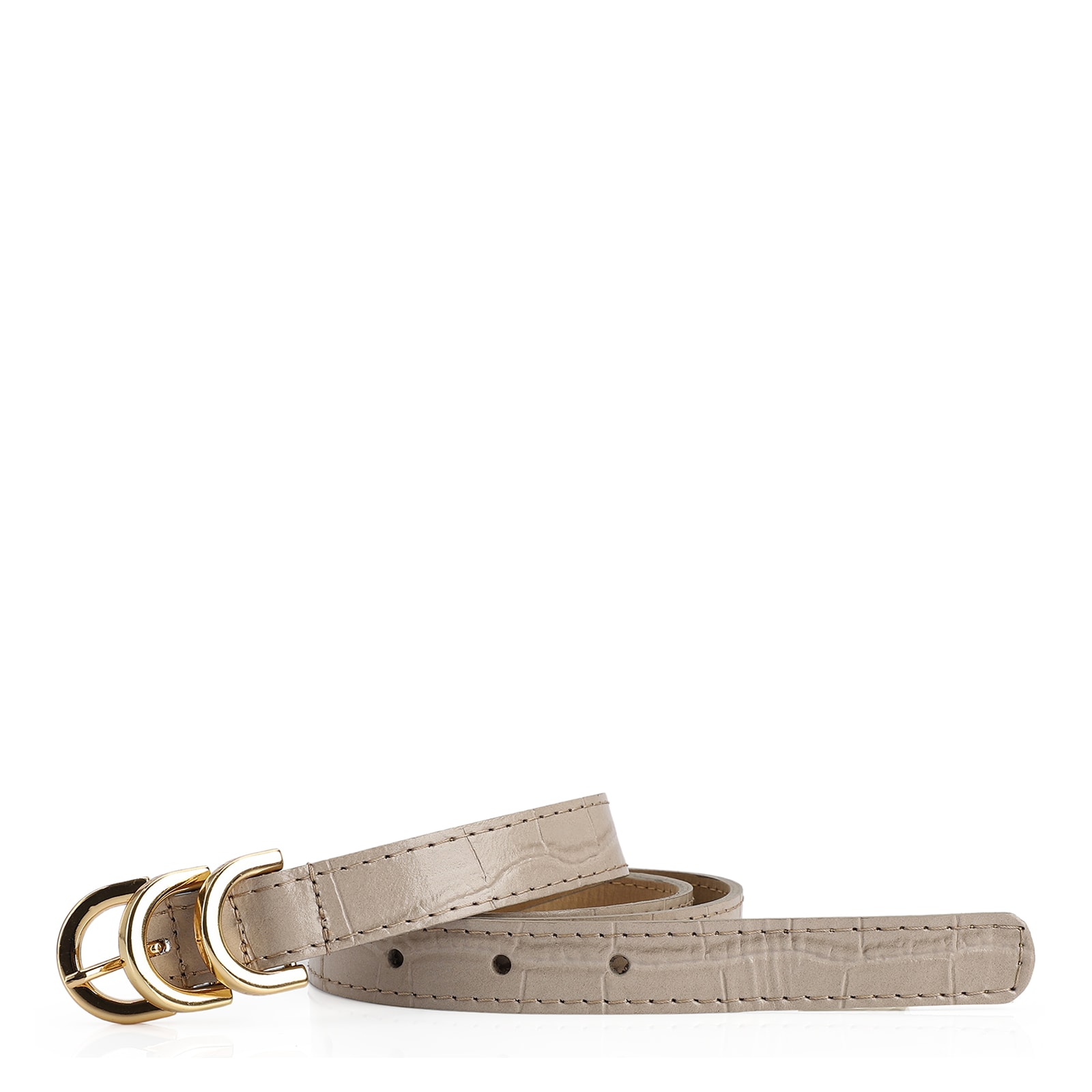 Cinto Couro Croco Bege