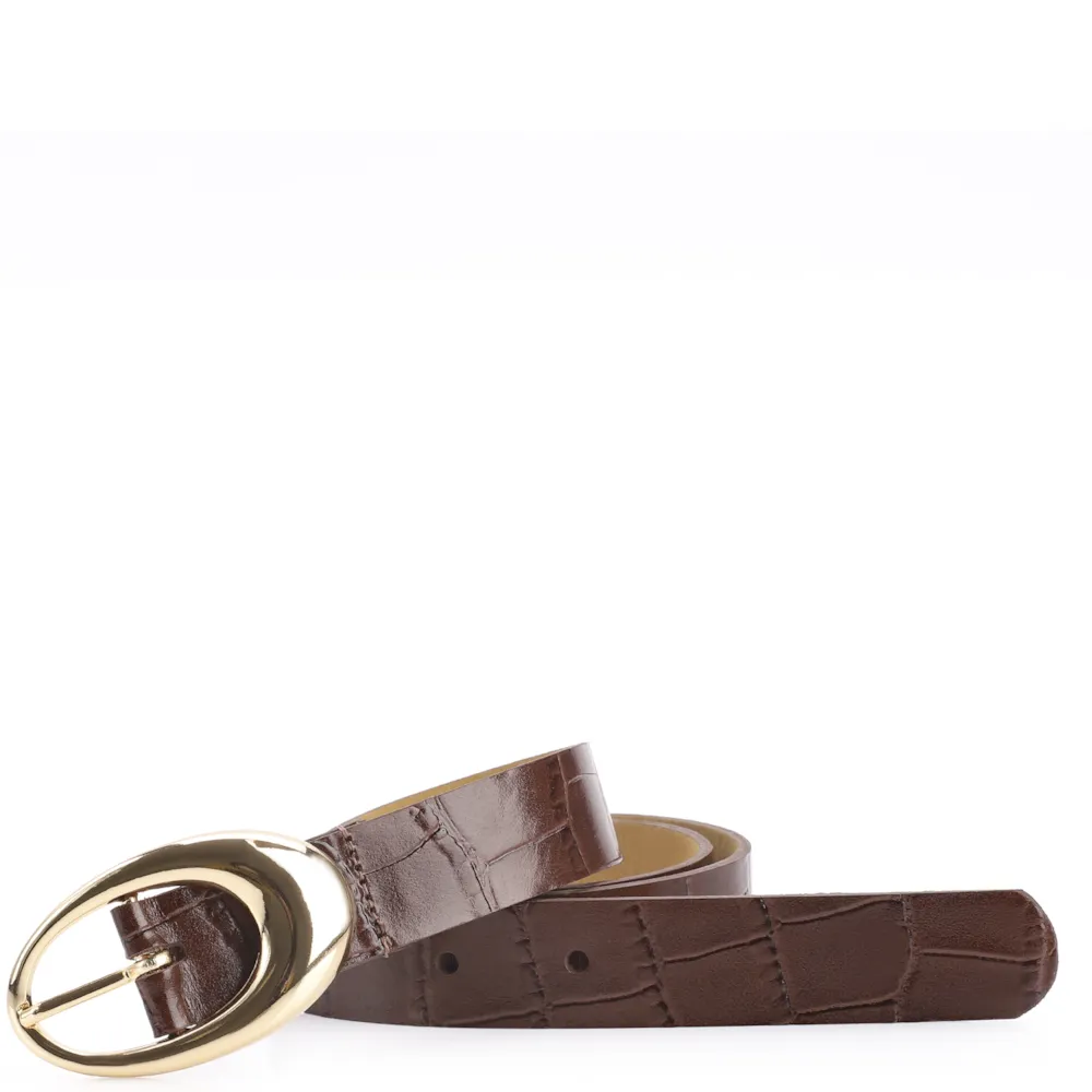 Cinto Couro Croco Marrom