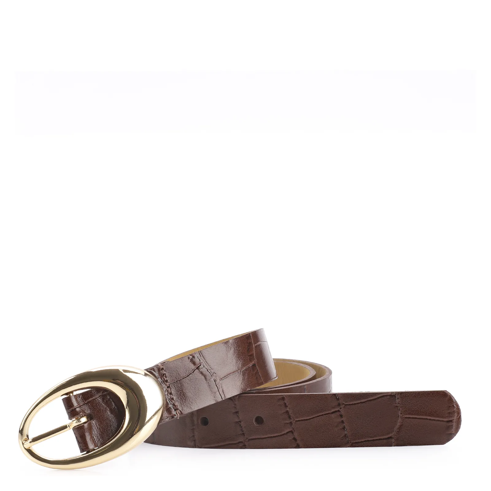 Cinto Couro Croco Marrom