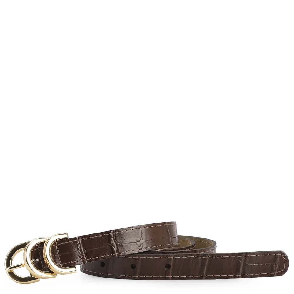 Cinto Couro Croco Marrom