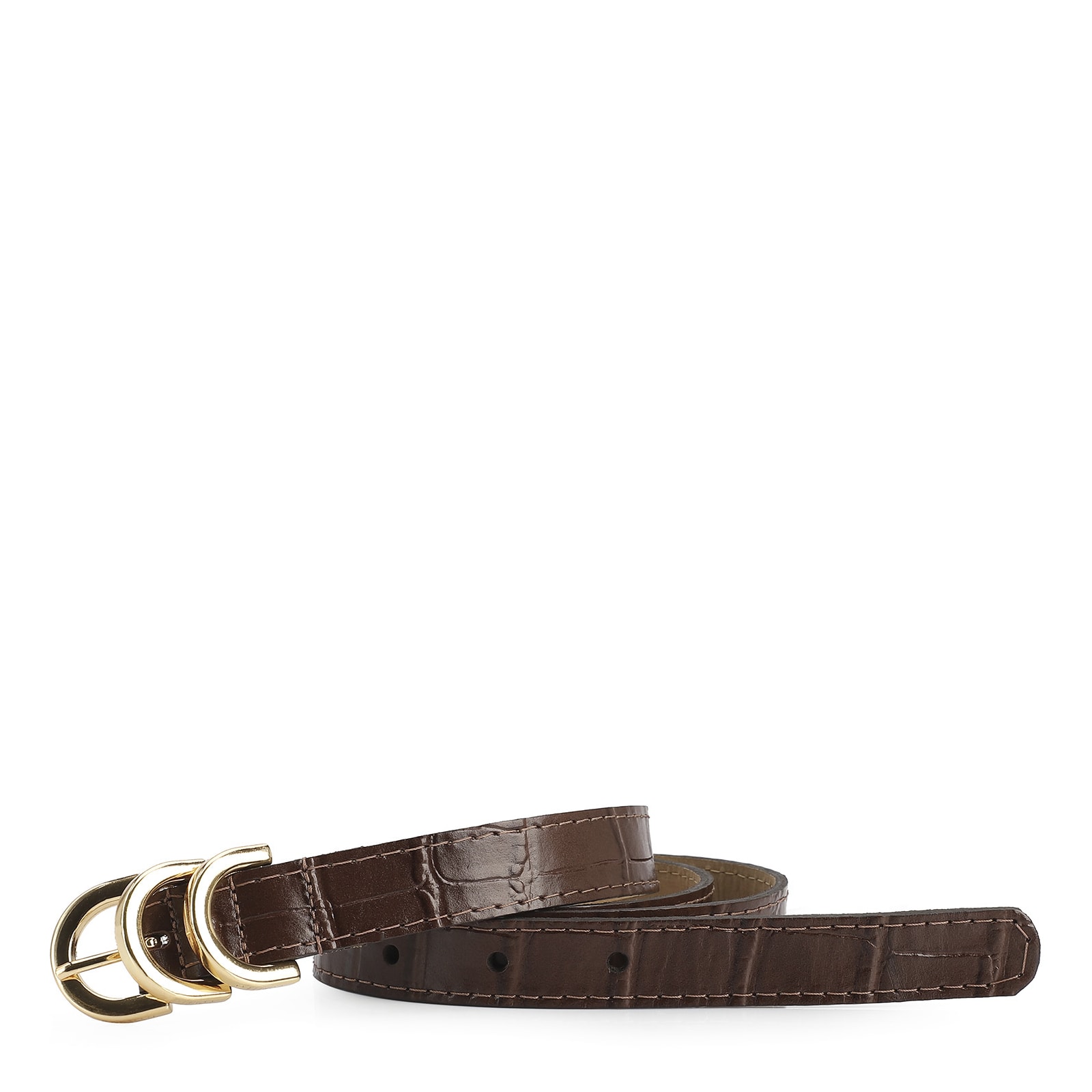 Cinto Couro Croco Marrom