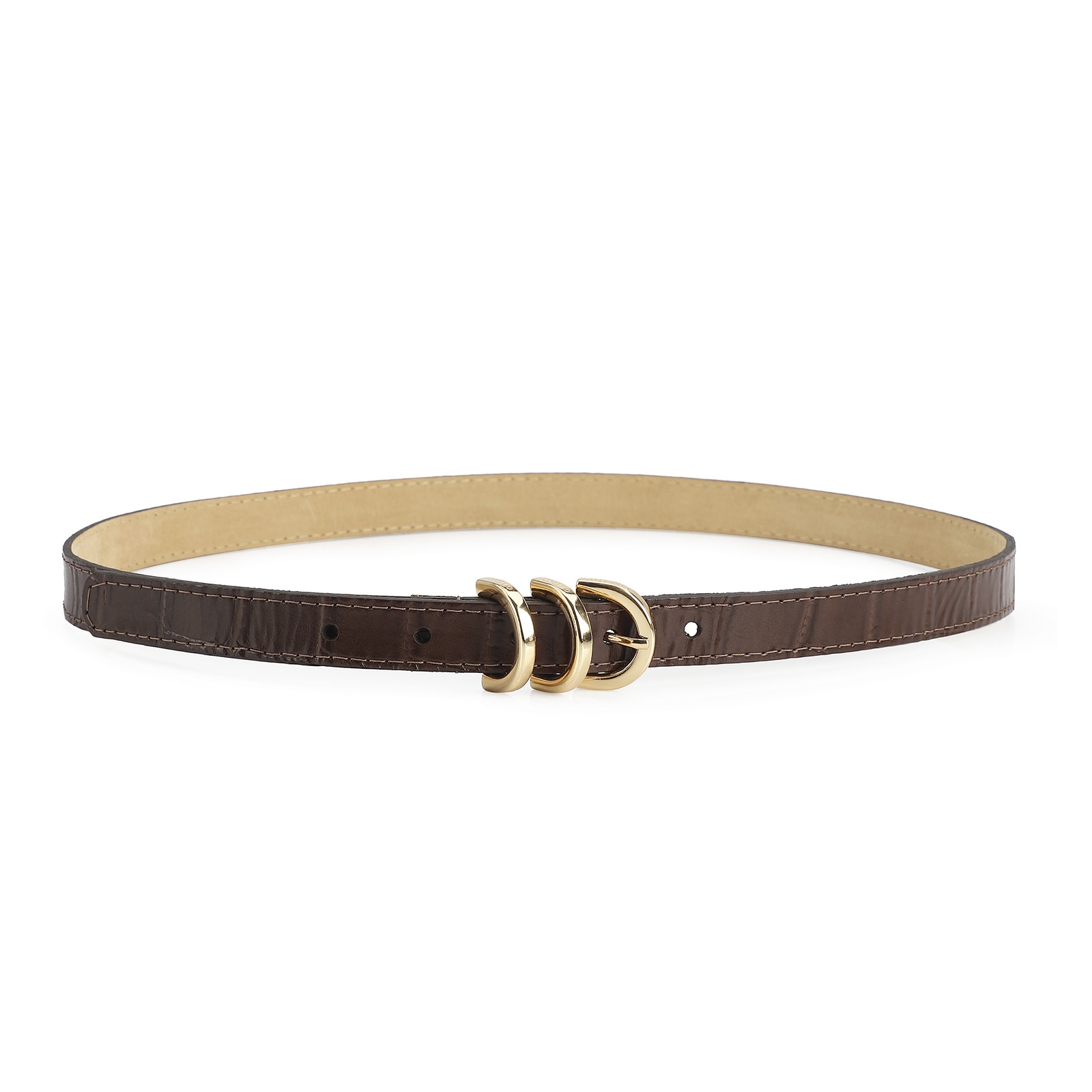 Cinto Couro Croco Marrom