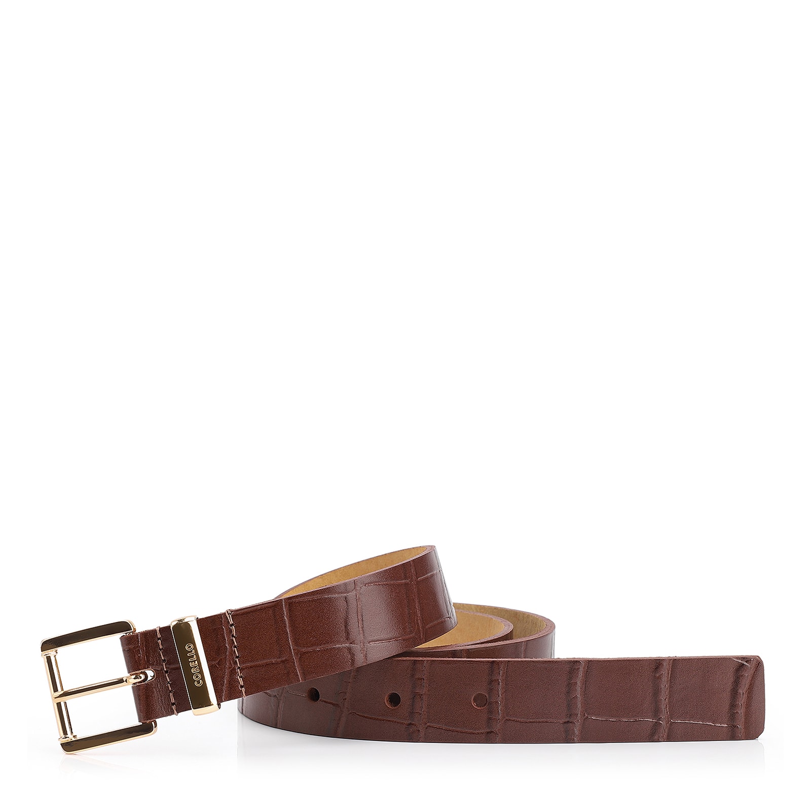 Cinto Couro Croco Marrom
