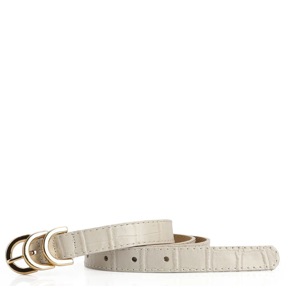 Cinto Couro Croco Off White