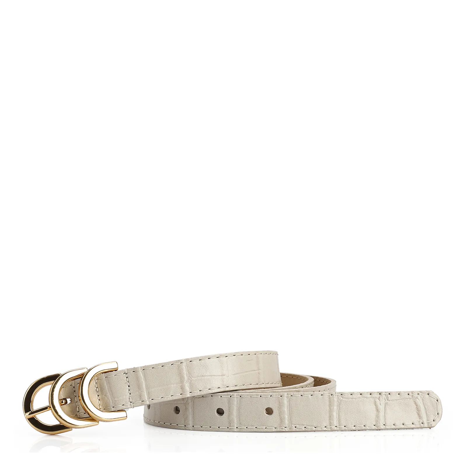 Cinto Couro Croco Off White