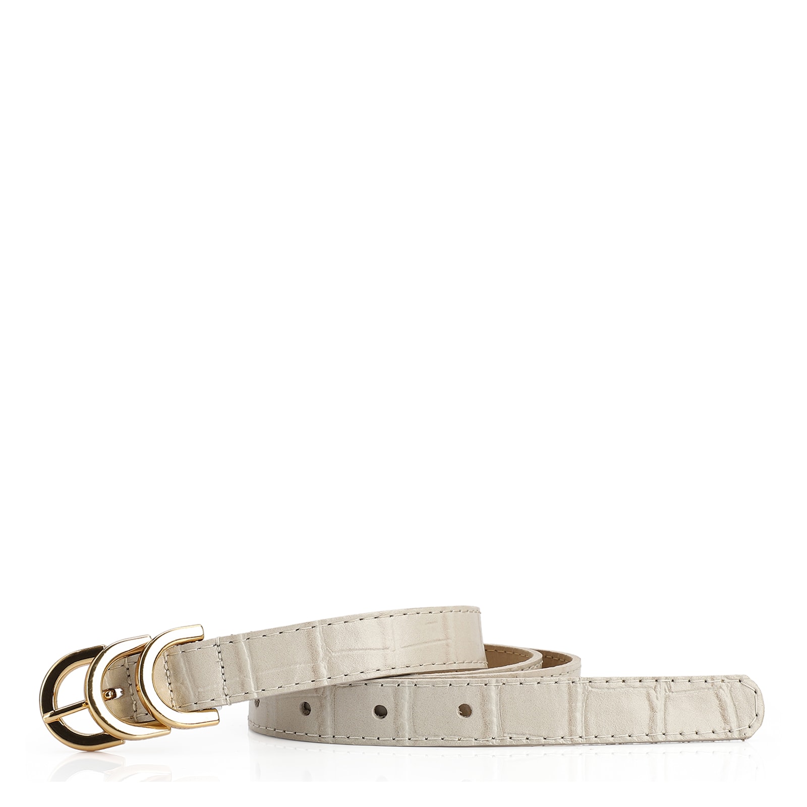 Cinto Couro Croco Off White
