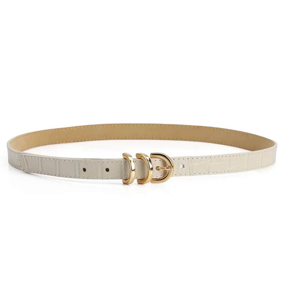 Cinto Couro Croco Off White - imagem 2