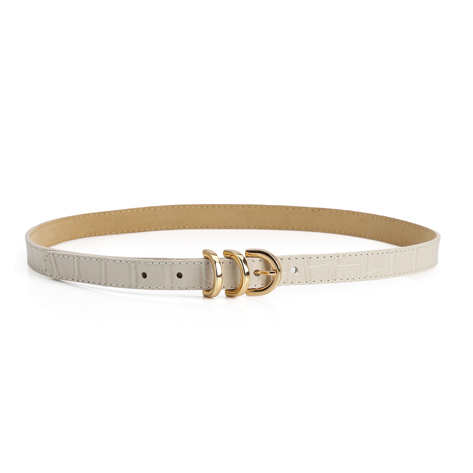 Cinto Couro Croco Off White