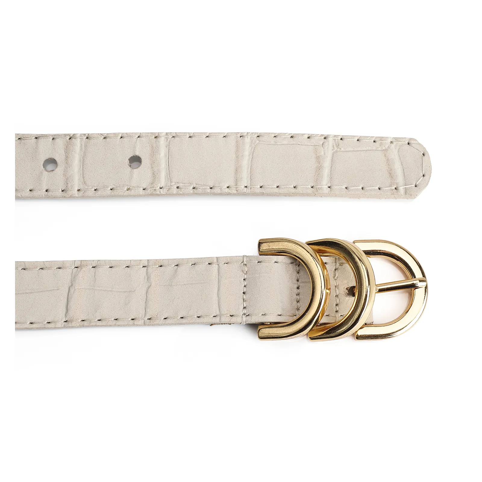 Cinto Couro Croco Off White