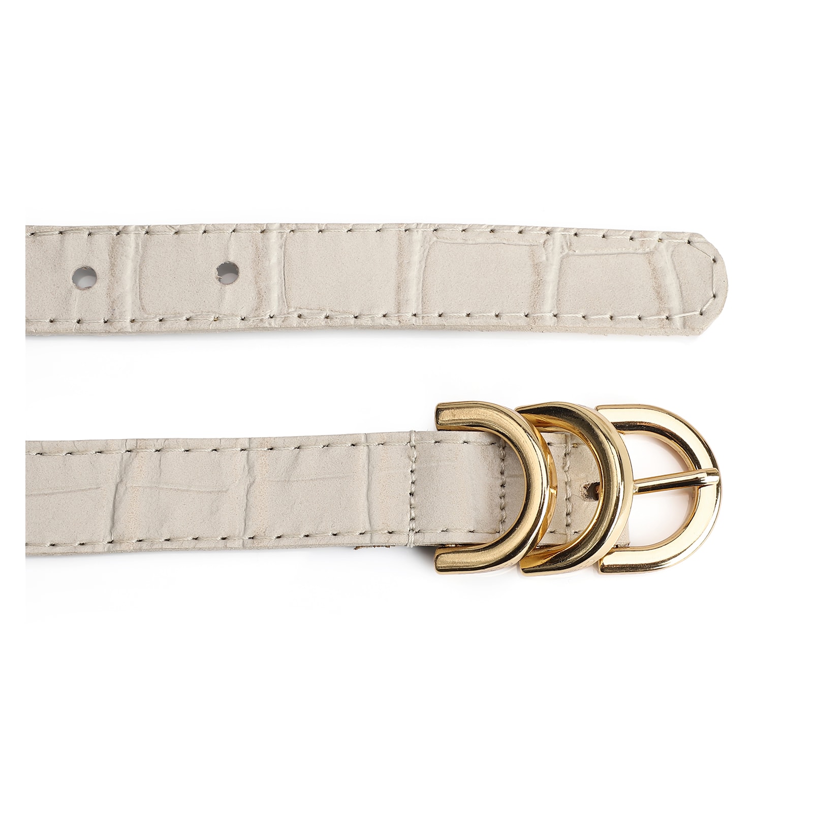 Cinto Couro Croco Off White