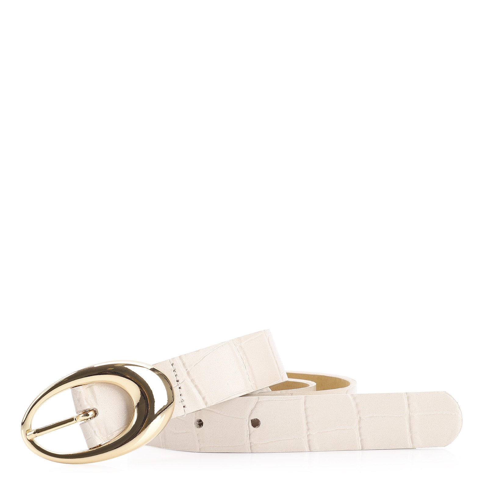 Cinto Couro Croco Off White