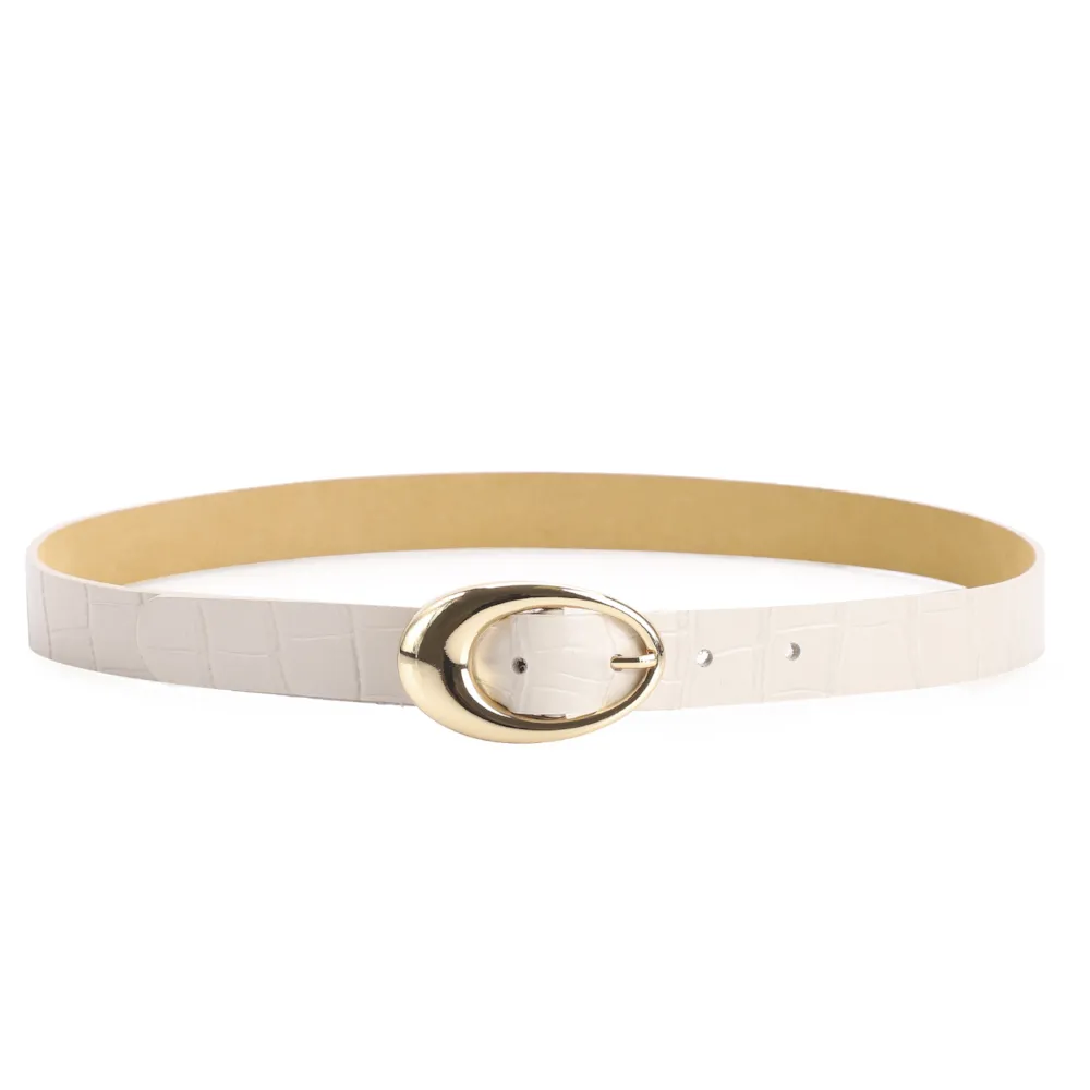Cinto Couro Croco Off White - imagem 2