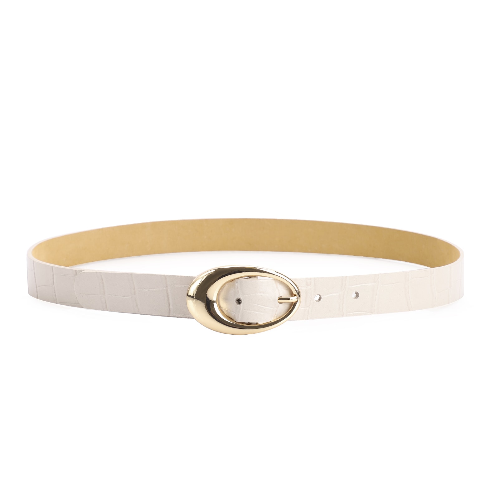 Cinto Couro Croco Off White