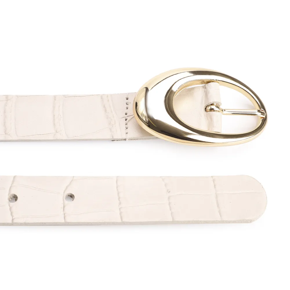 Cinto Couro Croco Off White - imagem 3