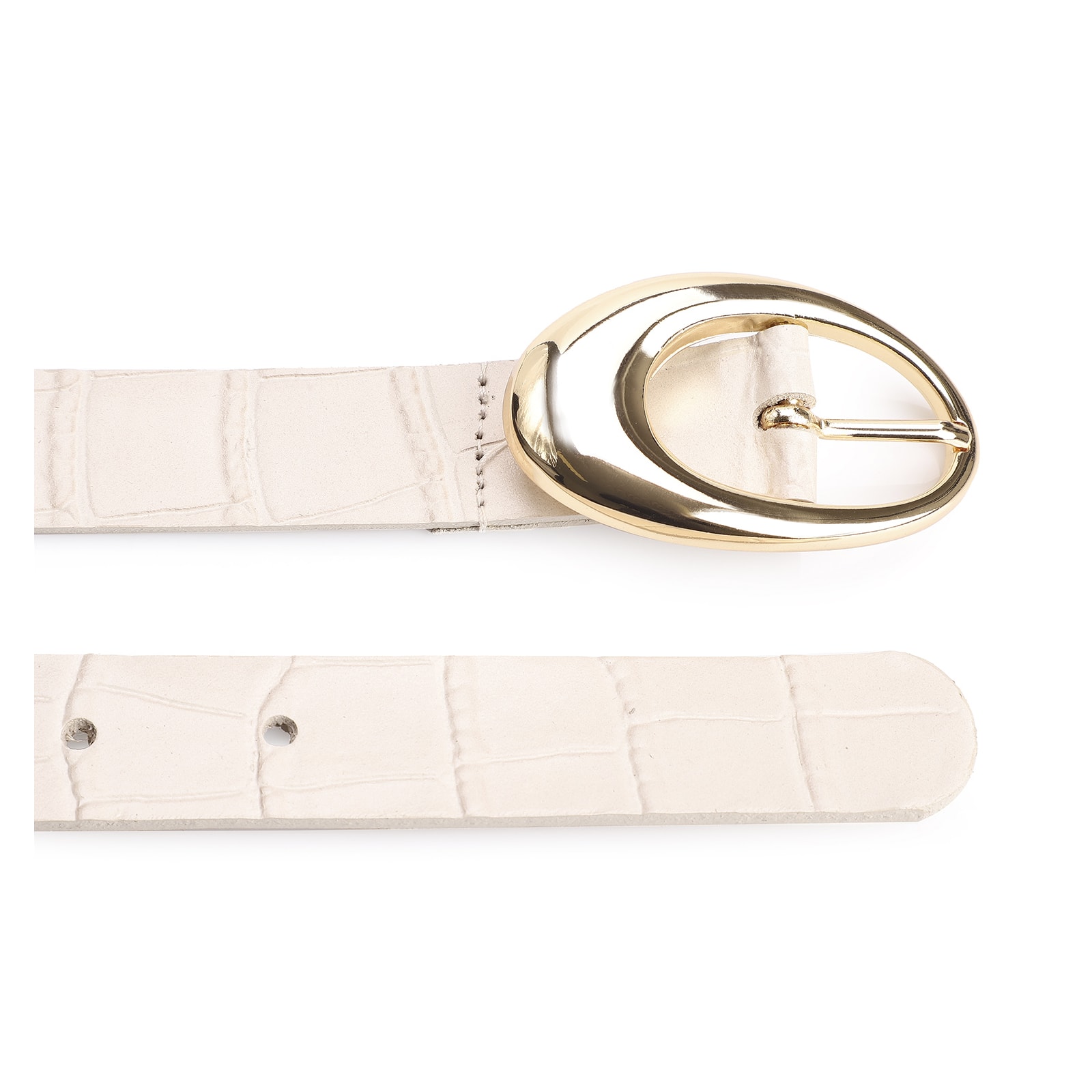 Cinto Couro Croco Off White