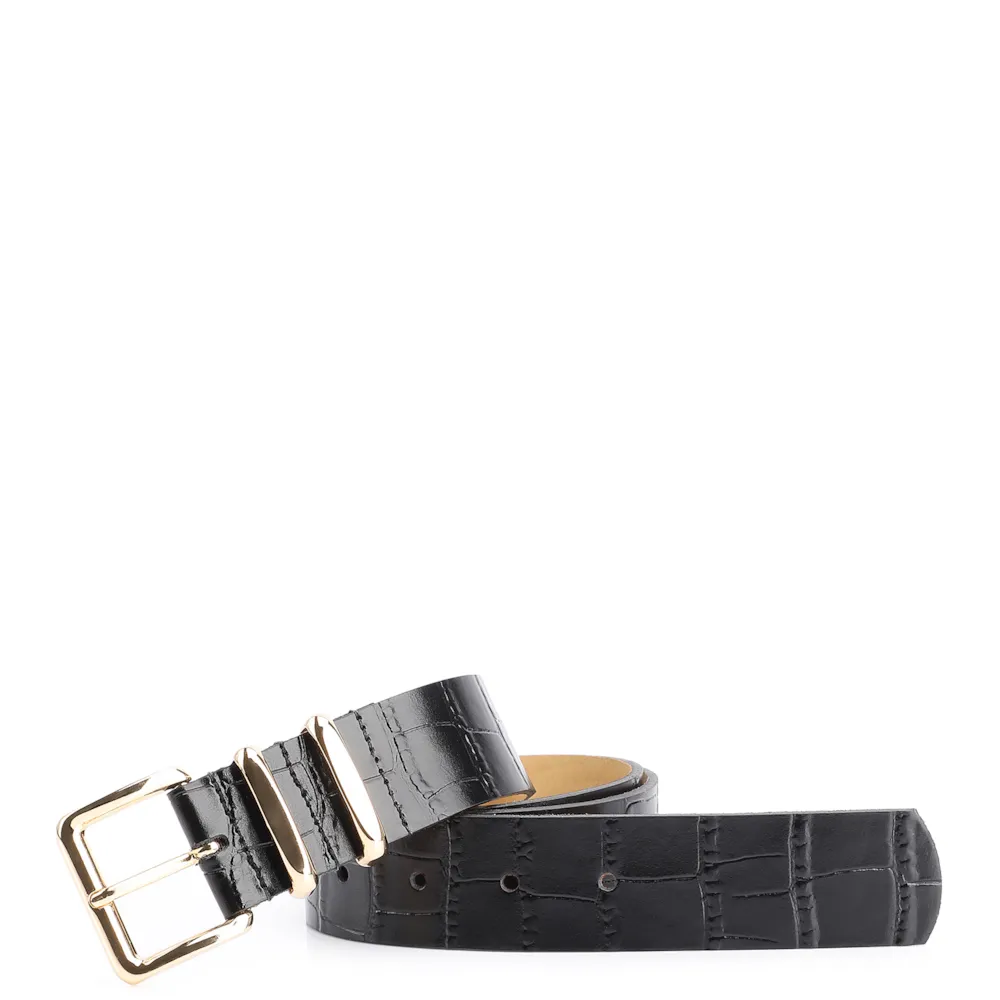 Cinto Couro Croco Preto
