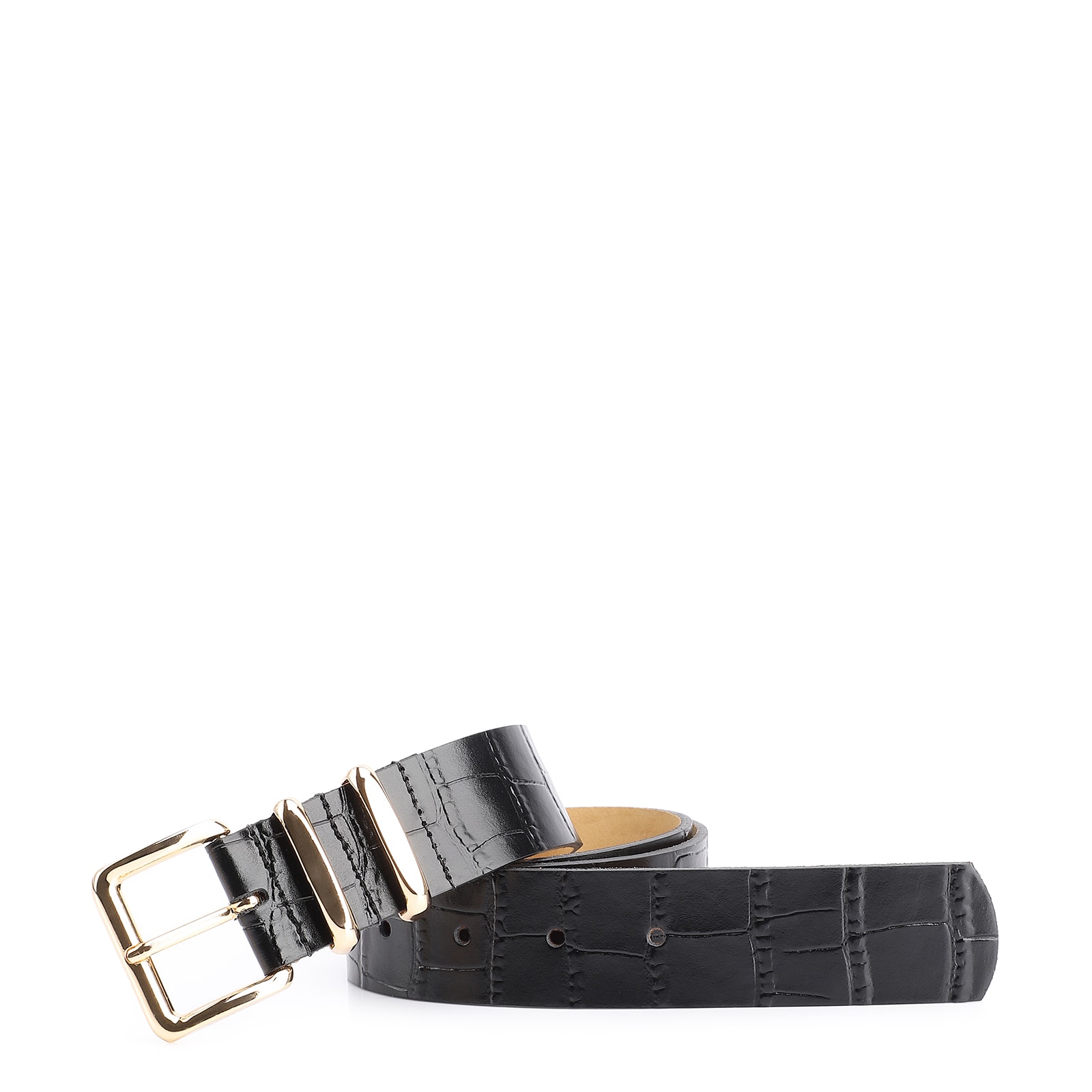 Cinto Couro Croco Preto