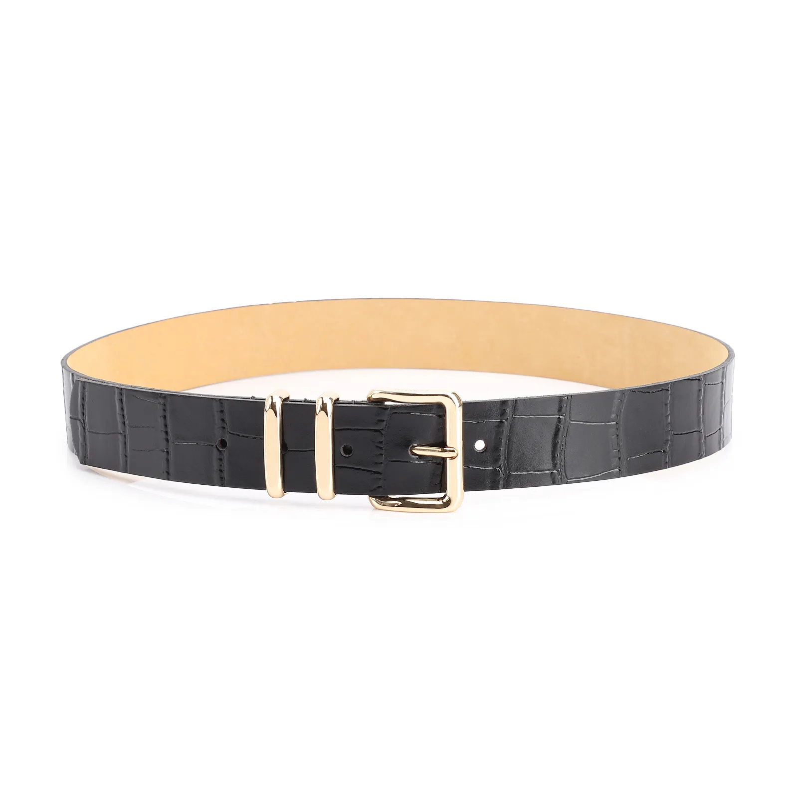 Cinto Couro Croco Preto