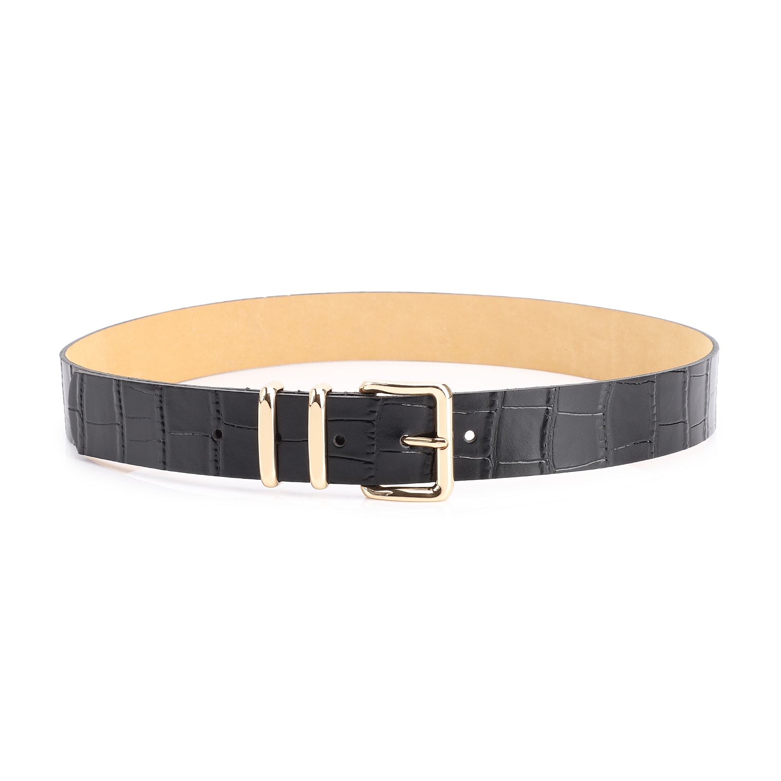 Cinto Couro Croco Preto