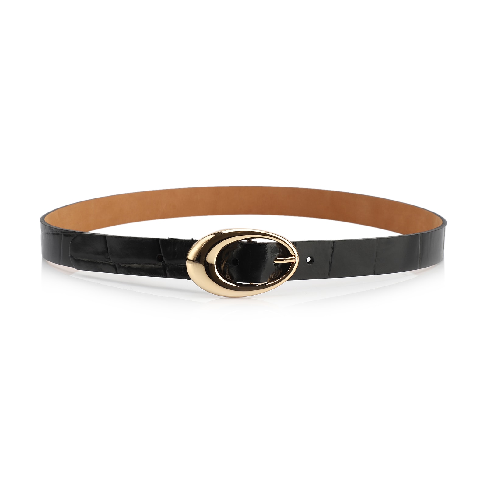 Cinto Couro Croco Preto